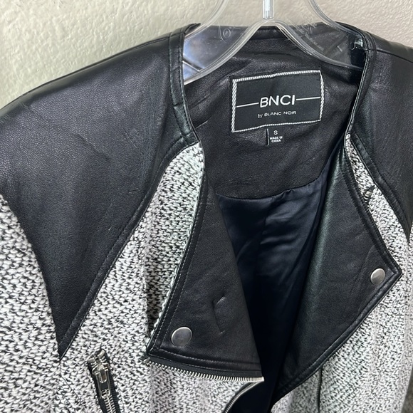 NWT Blanc Noir Women’s Long Sleeve Knitted Leather Jacket Size Small #650 - Picture 17 of 17